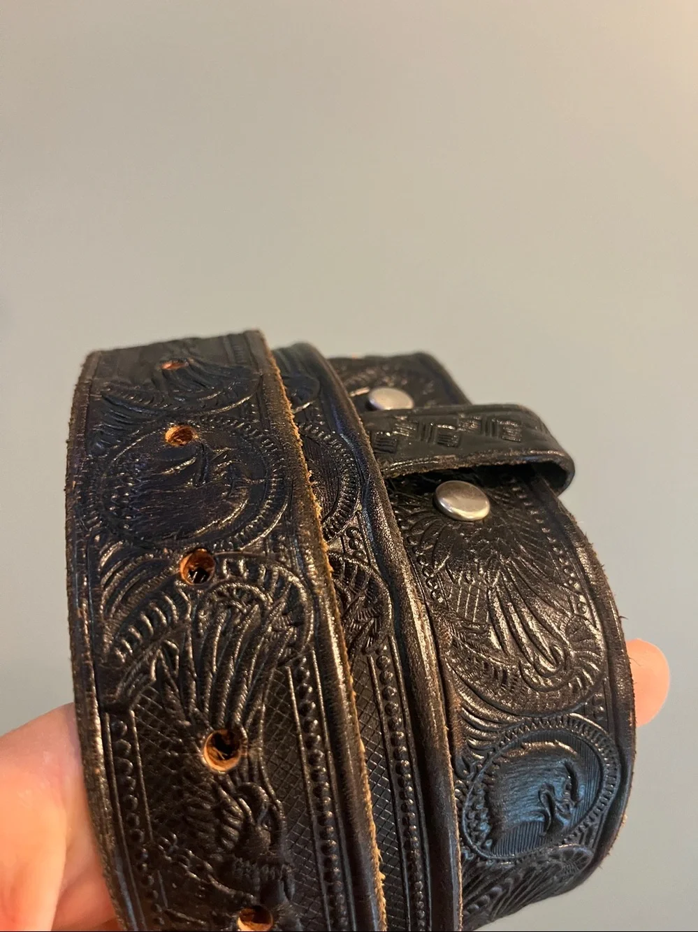 Vintage Leather Western Eagle Belt